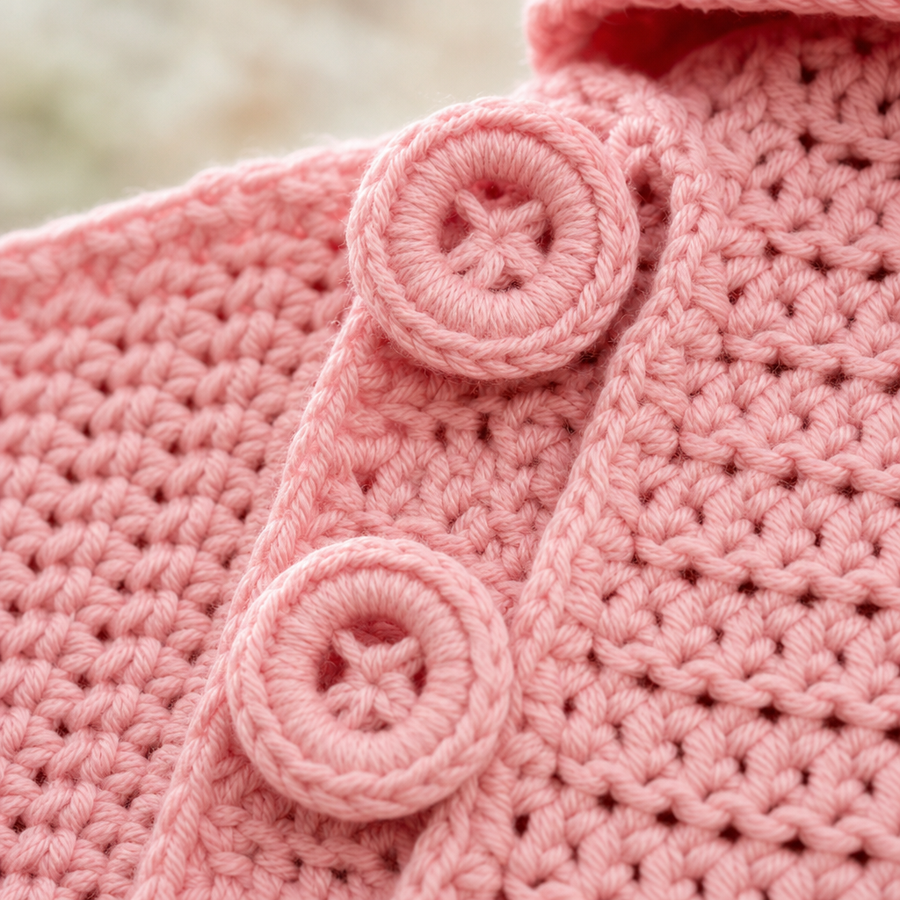 Close-up of the two buttons at the shoulder