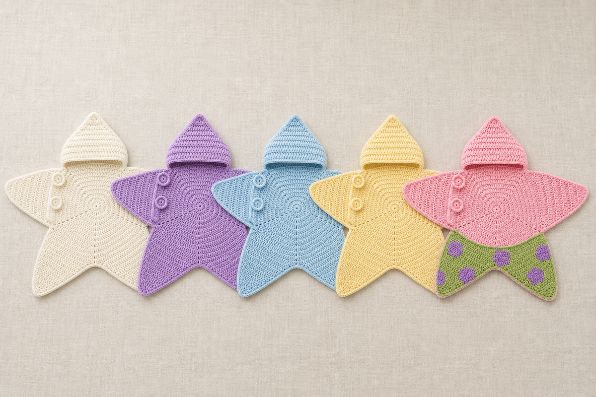 All five star wrap colours arranged in a row on linen