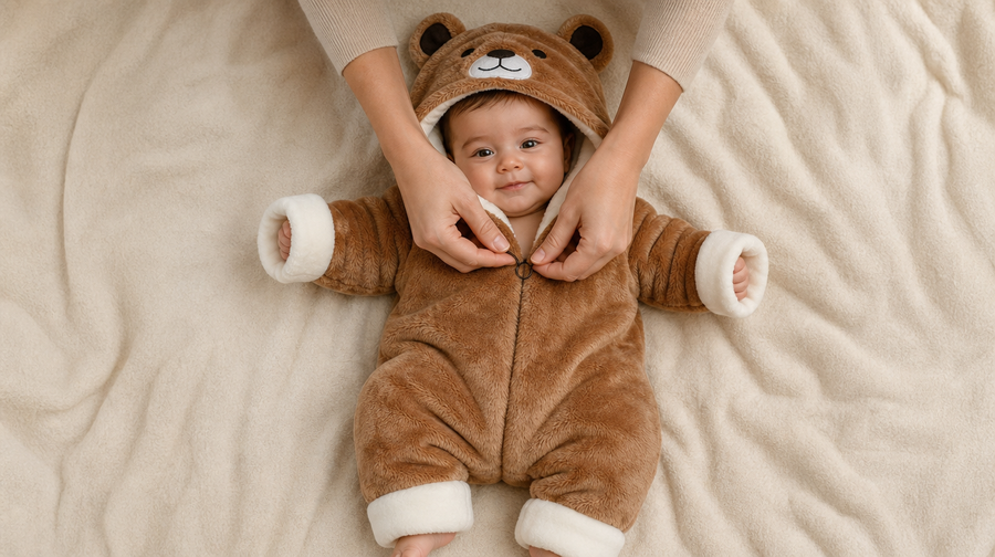 Lift baby in, then zip from hip to chin