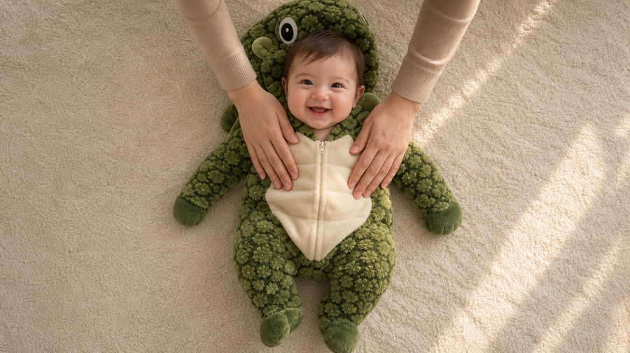 Lift baby in, arms first, then legs